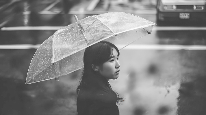 JPG 구름 편집이미지 여자 우산 날씨 거리 사람 풍경 뒷모습 걷기 물방울 도시 투명 비석 흐림 기온 의료성형뷰티 편집실사 AI인물포토 AI콘텐츠 자연요소 뷰포인트 모션 CG 파일형식 AI포토