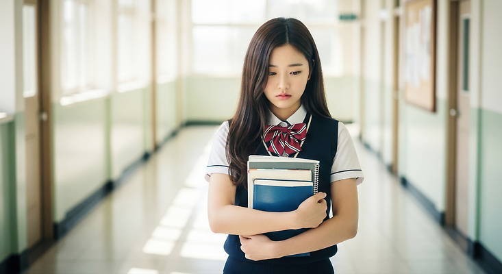 JPG 편집이미지 학생 교육 감정 교복 생각 교실 학교 청소년 표정 공책 시간 복도 우울감 혼자 의료성형뷰티 편집실사 AI인물포토 AI콘텐츠 옷 문구용품 사람 CG 파일형식 AI포토