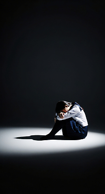 JPG 편집이미지 감정 예술 신체 조명 사람 앉기 어둠 고요 공간 갈등 심리 의료성형뷰티 편집실사 AI인물포토 AI콘텐츠 모션 CG 파일형식 AI포토