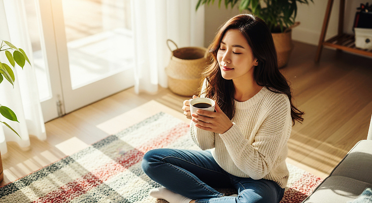 JPG 편집이미지 여자 행복 커피 거실 가족 아침 휴식 주택 따뜻함 일상 소파 햇빛 편안함 의료성형뷰티 차분 편집실사 AI인물포토 AI콘텐츠 주간 감정 음료 컨셉 의자 관계 사람 건물 라이프 태양 감각 CG 파일형식 AI포토