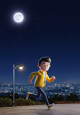 JPG 편집이미지 캐릭터 공원 별 야경 밤하늘 소년 빛 청춘 달리기 운동 산책로 달 도심 이미지편집 AI컴퓨터그래픽 AI콘텐츠 자연요소 공공시설 남자 길 어린이 컨셉 모션 하늘 건강 도시 야간 파일형식 풍경_경치
