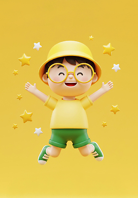 JPG 편집이미지 캐릭터 디자인 별 어린이 신발 반바지 상상 웃음 여름 운동 노란색 기쁨 즐거움 이미지편집 AI컴퓨터그래픽 AI콘텐츠 자연요소 계절 감정 컬러 바지 표정 건강 사람 파일형식