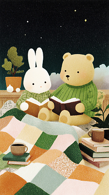JPG 식물 캐릭터 디자인 겨울 일러스트 곰 함께함 따뜻함 취미 장식 책 친구 세트 소파 독서 귀여움 토끼 편안함 담요 별빛 국내일러스트 AI일러스트 AI콘텐츠 동물 계절 별 컨셉 의자 포유류 관계 빛 반려동물 감각 파일형식