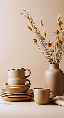 JPG 편집이미지 식기 꽃다발 자연 탁자 따뜻함 장식 컵 인테리어 촬영 빈티지 도자기 편안함 오브젝트 베이지색 편집실사 AI포토 AI콘텐츠 디자인 꽃 컬러 가구 컨셉 감각 CG 생태계 파일형식