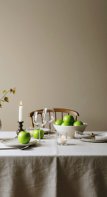 JPG 편집이미지 음식 촛불 식탁 탁자 잔 장식 초록색 식사 식탁보 분위기 고급 사과 저녁 안락 편집실사 AI포토 AI콘텐츠 식기 컬러 가구 컨셉 과일 초 야간 CG 파일형식