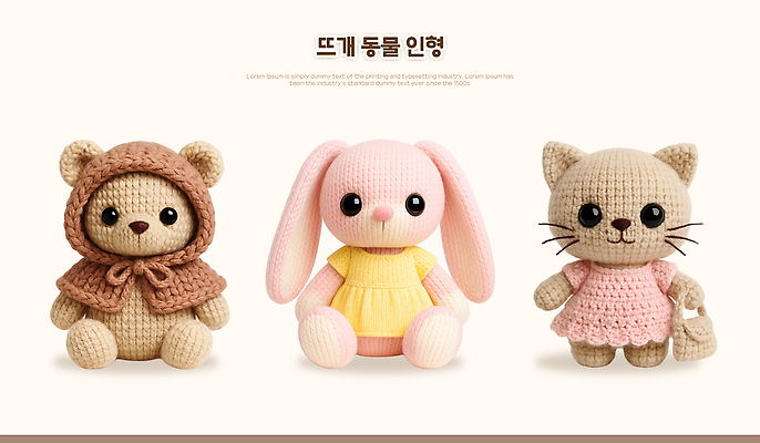 PSD 편집이미지 선물 장난감 귀여움 곰인형 토끼인형 수공예 고양이인형 핸드메이드 뜨개인형 이미지편집 인형 컨셉 토끼 공예 파일형식