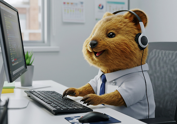JPG 동물 편집이미지 행복 포즈 일상 컴퓨터 사무실 귀여움 디지털 헤드셋 키보드 작업 전문 쿼카 이미지편집 AI컴퓨터그래픽 AI콘텐츠 감정 음향기기 컨셉 비즈니스 포유류 라이프 전자제품 헤드폰 파일형식