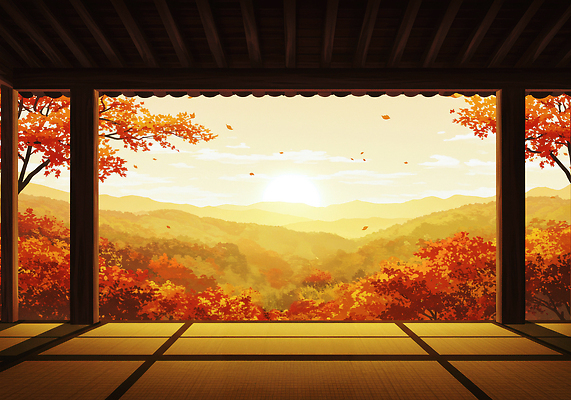 JPG 나무 전통 컬러 여행 잎 일러스트 자연 휴식 산 풍경 평화 일출 일본 감상 가을 단청 조용 뷰티풀 순간 국내일러스트 AI일러스트 AI콘텐츠 식물 계절 아시아 컨셉 노을 생태계 파일형식