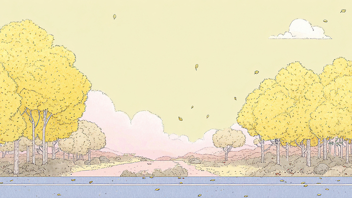 JPG 나무 길 컬러 일러스트 자연 하늘 바람 풍경 고요 일몰 산책 가을 시골 숲 결합 이미지 오후 국내일러스트 AI일러스트 AI콘텐츠 자연요소 식물 계절 날씨 휴식 노을 생태계 파일형식