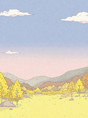 JPG 나무 구름 공원 일러스트 자연 하늘 바람 휴식 산 풍경 초록색 햇빛 노란색 평화 주황색 일몰 산책 가을 조용 뷰티풀 국내일러스트 AI일러스트 AI콘텐츠 자연요소 식물 계절 공공시설 컬러 컨셉 날씨 태양 노을 생태계 파일형식