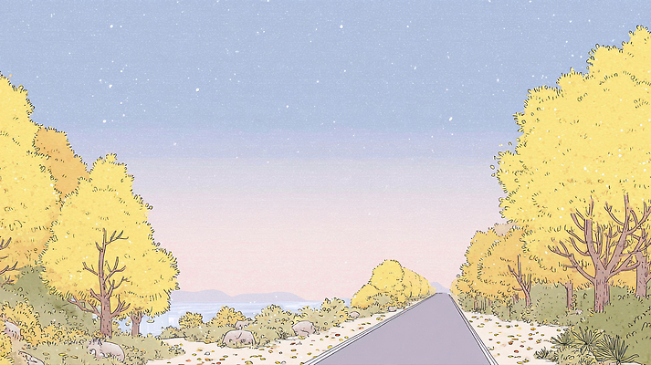 JPG 나무 도로 여유 바다 여행 일러스트 자연 하늘 풍경 노란색 평화 환경 가을 생태계 조용 뷰티풀 전경 경관 차분 국내일러스트 AI일러스트 AI콘텐츠 식물 계절 감정 길 컬러 컨셉 교통시설 파일형식 탑뷰