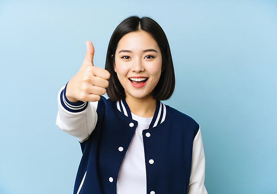 JPG 편집이미지 옷 여자 행복 포즈 백그라운드 미소 웃음 파란색 청춘 활발 최고 자신감 긍정 의료성형뷰티 편집실사 AI인물포토 AI콘텐츠 감정 컬러 컨셉 표정 사람 CG 파일형식 AI포토