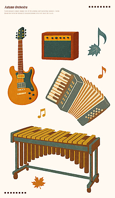 PSD 감정 예술 악기 컬러 연주 일러스트 소리 공연 음악가 가을 기타 분위기 공연장 음악회 실로폰 아코디언 하모니 리듬 멜로디 협연 국내일러스트 직업 계절 음악 컨셉 노래 현악기 타악기 이벤트 건반악기 극장 파일형식