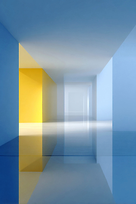 JPG 편집이미지 디자인 건축 벽 컬러 내부 파란색 반사 노란색 공간 구출 모던 조화 깊이 이미지편집 AI컴퓨터그래픽 AI콘텐츠 도움 파일형식