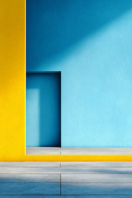 JPG 편집이미지 디자인 건축 조명 내부 파란색 노란색 공간 매력적 비교 구조물 이미지편집 AI컴퓨터그래픽 AI콘텐츠 컬러 컨셉 파일형식