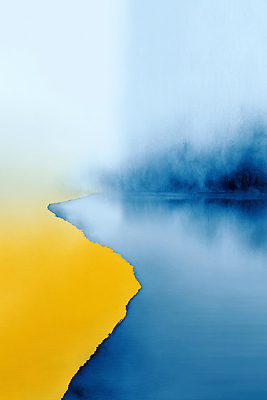 JPG 편집이미지 호수 자연 하늘 산 풍경 해변 물 파란색 반사 노란색 평화 고요 시세 뷰티풀 색감 이미지편집 AI컴퓨터그래픽 AI콘텐츠 자연요소 바다 컬러 컨셉 금융 생태계 파일형식