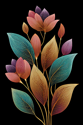 JPG 식물 편집이미지 디자인 꽃 예술 컬러 잎 패턴 자연 장식 감각 배열 뷰티풀 디테일 이미지편집 AI컴퓨터그래픽 AI콘텐츠 무늬 생태계 파일형식