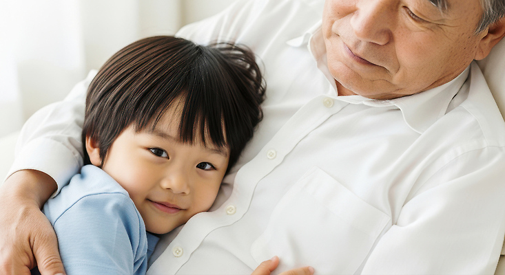 JPG 편집이미지 할아버지 행복 어린이 가족 관계 포옹 따뜻함 사랑 일상 평화 장면 순간 의료성형뷰티 유대감 편집실사 AI인물포토 AI콘텐츠 노년 남자 감정 컨셉 안기 사람 라이프 CG 파일형식 AI포토