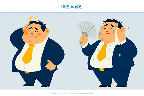 남자 일러스트 스트레스 건강 여름 사무실 직장인 사무원 더위 몸무게 비만 땀 생활습관 식습관 어려움 국내일러스트 AI파일 직업 계절 비즈니스 날씨 사람 몸매 습관 파일형식 벡터