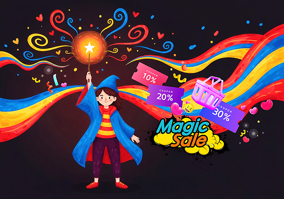 PSD 행복 어린이 컬러 백그라운드 일러스트 이벤트 장난감 파티 세일 축제 화려 즐거움 그림 쿠폰 마법 창의력 창작 국내일러스트 감정 컨셉 사람 파일형식