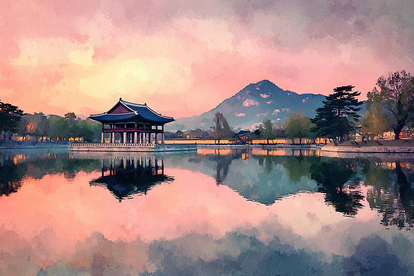 JPG 나무 건축물 고건축 일러스트 자연 산 한옥 한국 관광지 평화 노을 궁전 문화재 저녁 뷰티풀 전경 국내일러스트 AI일러스트 AI콘텐츠 자연요소 식물 한국전통 건축 아시아 여행 컨셉 풍경 야간 생태계 파일형식 탑뷰