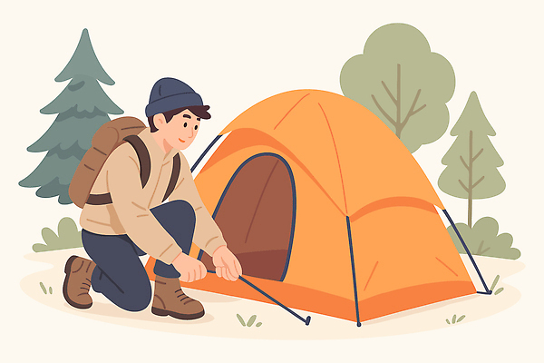 모자 남자 여행 일러스트 배낭 가족 자연 휴식 아웃도어 텐트 야외 친구 조깅 등산 캠핑 탐험 숲 캠핑장 친환경 등산화 국내일러스트 AI파일 잡화 신발 컨셉 가방 관계 레저 캠핑도구 사람 운동 환경 트래킹 생태계 등산용품 파일형식 벡터