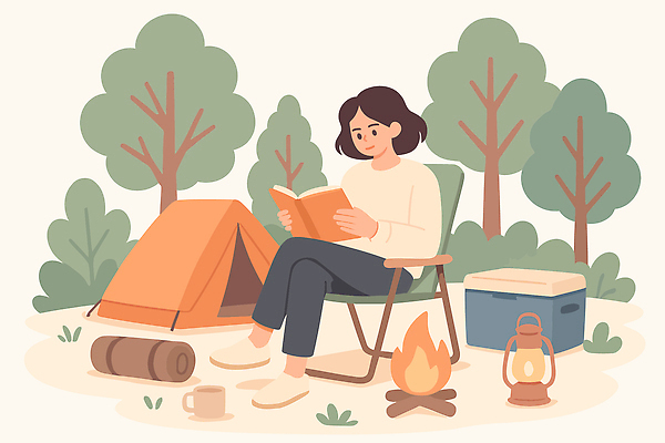 나무 여자 음료 의자 일러스트 가족 자연 불꽃 휴식 조명 텐트 취미 책 친구 독서 야외활동 평화 캠핑 소음 국내일러스트 AI파일 식물 가구 컨셉 관계 불 레저 캠핑도구 사람 소리 생태계 파일형식 벡터