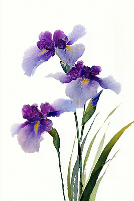 JPG 식물 꽃 일러스트 자연 생명 초록색 여름 환경 정원 보라색 활발 아이리스 조화 뷰티풀 색감 국내일러스트 AI일러스트 AI콘텐츠 계절 컬러 컨셉 생태계 파일형식