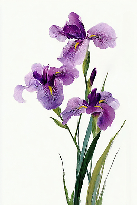 JPG 식물 디자인 꽃 예술 꽃다발 백그라운드 일러스트 자연 보라색 우아함 그림 아이리스 뷰티풀 국내일러스트 AI일러스트 AI콘텐츠 컬러 컨셉 생태계 파일형식