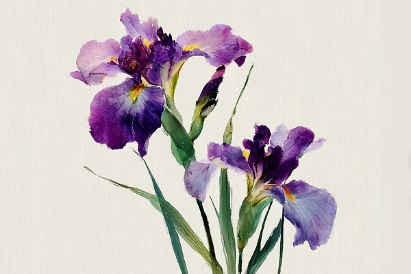 JPG 식물 꽃 예술 잎 일러스트 자연 생명 정원 보라색 감상 아이리스 뷰티풀 정물화 국내일러스트 AI일러스트 AI콘텐츠 컬러 그림 생태계 파일형식