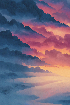 JPG 구름 감정 컬러 일러스트 자연 하늘 풍경 파란색 주황색 일몰 변화 저녁 조화 뷰티풀 국내일러스트 AI일러스트 AI콘텐츠 자연요소 컨셉 노을 야간 생태계 파일형식