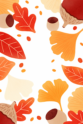JPG 모양 식물 디자인 계절 예술 컬러 백그라운드 잎 일러스트 자연 생명 풍경 장식 빨간색 갈색 주황색 가을 흰배경 장면 뷰티풀 국내일러스트 AI일러스트 AI콘텐츠 흰색 생태계 파일형식