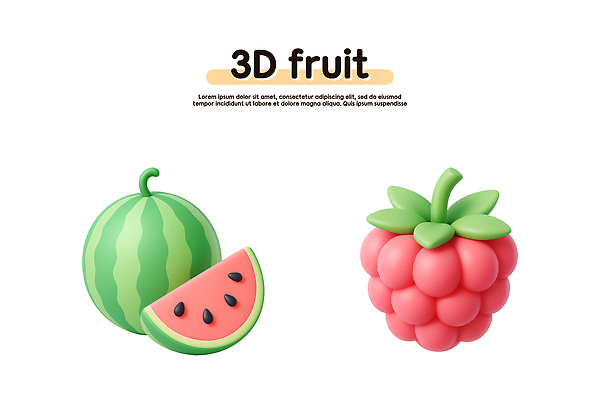 PSD 편집이미지 디자인 음식 과일 수박 여름 3D 디지털 표현 산딸기 상큼 조형 색감 이미지편집 계절 디지털합성 파일형식