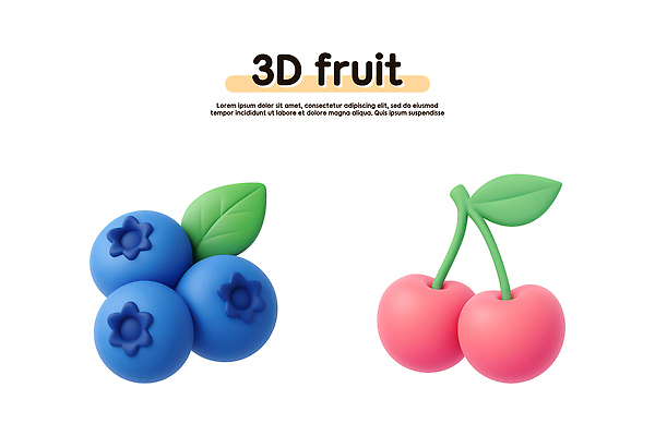 모양 PSD 편집이미지 디자인 문화 예술 컬러 잎 과일 재료 장식 3D 체리 입체 그림 블루베리 창의성 이미지편집 식물 디지털합성 파일형식