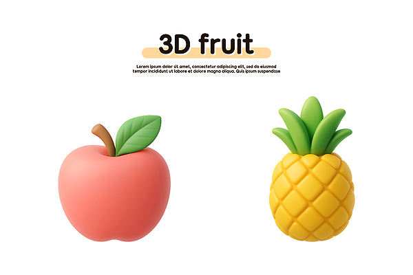PSD 편집이미지 디자인 컬러 장식 모형 사과 플라스틱 책상 파인애플 질감 부드러움 아이템 창의성 이미지편집 가구 과일 재질 감각 열대과일 파일형식