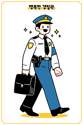 직업 행복 상징 백그라운드 유니폼 가방 일러스트 거리 직장 밝음 미소 안전 일상 걷기 경찰 오브젝트 서비스 보안 시민 국내일러스트 AI파일 잡화 옷 감정 회사 모션 표정 라이프 국민 파일형식 벡터