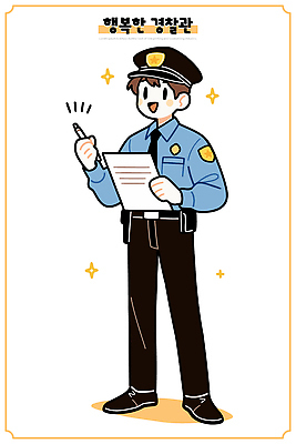 모자 행복 유니폼 일러스트 응원 모션 표정 웃음 안전 일상 믿음 도움 경찰 서비스 문서 법 긍정적 순찰 지역사회 국내일러스트 AI파일 직업 잡화 옷 감정 컨셉 라이프 파일형식 벡터