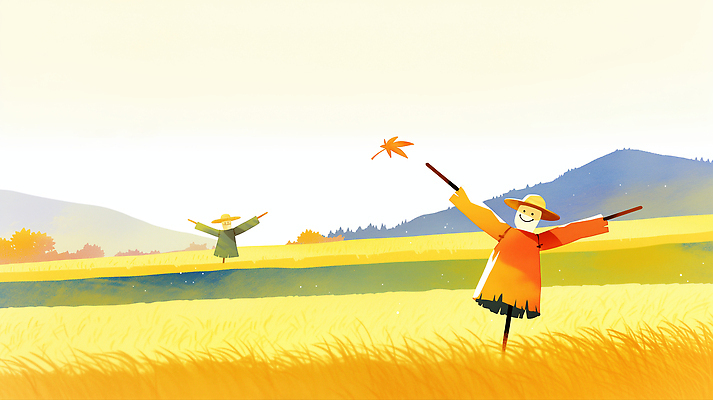 JPG 나무 동물 전통 꽃 컬러 농업 일러스트 자연 산 기념 풍경 초원 햇빛 농사 수확 가을 농촌 즐거움 허수아비 쉬는시간 국내일러스트 AI일러스트 AI콘텐츠 식물 계절 감정 산업 휴식 태양 시골 생태계 파일형식