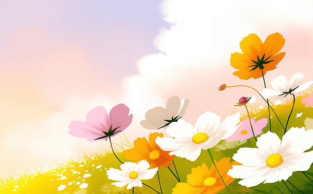JPG 식물 꽃잎 꽃 컬러 백그라운드 꽃밭 일러스트 자연 하늘 풍경 초원 여름 평화 일출 일몰 봄 뷰티풀 국내일러스트 AI일러스트 AI콘텐츠 계절 컨셉 노을 생태계 파일형식