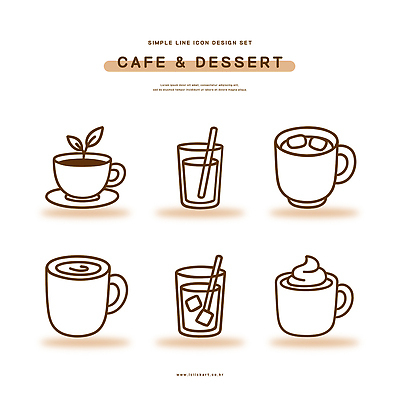 아이콘 디자인 커피 음료 예술 디저트 그래픽 카페 레이아웃 심플 창작 스타일 2D아이콘 AI파일 음식 상점 파일형식 벡터
