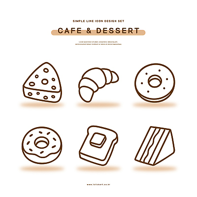 아이콘 디자인 선 빵 디저트 그래픽 케이크 식사 카페 도넛 크루아상 그림 심플 2D아이콘 AI파일 음식 상점 파일형식 벡터