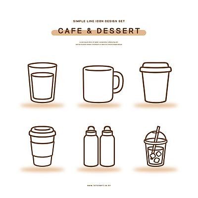 아이콘 디자인 커피 음료 선 디저트 컵 물 카페 차 모던 심플 2D아이콘 AI파일 자연요소 식기 음식 상점 파일형식 벡터