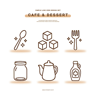아이콘 식기 디자인 커피 포크 유리병 디저트 요리 숟가락 카페 빵집 찻주전자 설탕 다과 메이플시럽 2D아이콘 AI파일 음료 음식 주전자 병_용기 수저 상점 시럽 파일형식 벡터