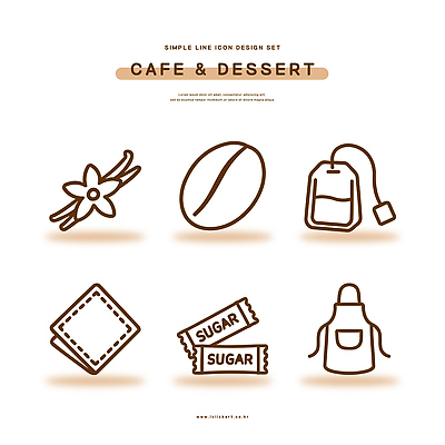 아이콘 디자인 커피 음료 디저트 과자 앞치마 카페 설탕 그림 제빵 티백 바닐라 2D아이콘 AI파일 음식 차_음료 제과제빵 상점 파일형식 벡터