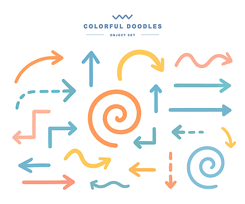 디자인 화살표 선 컬러 패턴 일러스트 그래픽 장식 소용돌이 표현 낙서 모던 그림 심플 기하학 창의성 강조 국내일러스트 AI파일 무늬 회오리 파일형식 벡터
