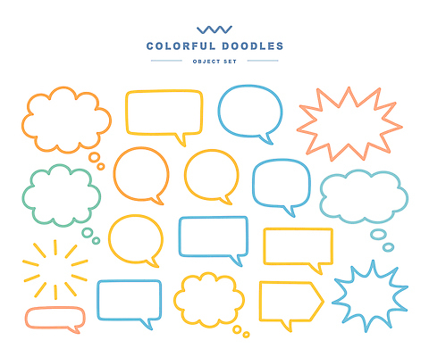 디자인 예술 컬러 백그라운드 말풍선 일러스트 커뮤니케이션 아이디어 대화 그래픽 세트 표현 손그림 상상력 창의성 스타일 국내일러스트 AI파일 컨셉 말하기 파일형식 벡터
