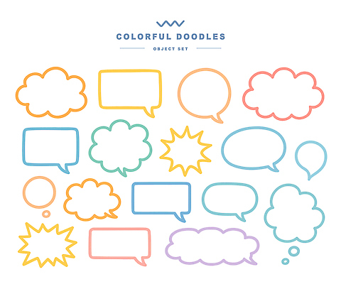 도형 디자인 감정 컬러 백그라운드 말풍선 일러스트 아이디어 그래픽 장식 연필 도구 표현 스케치 그림 손그림 소통 국내일러스트 AI파일 컨셉 학용품 미술 필기구 파일형식 벡터