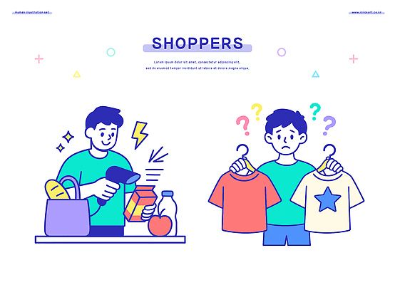 옷 남자 음식 셔츠 일러스트 일상 쇼핑 장보기 상점 계산기 선택 구매 가격 고객 장바구니 오브젝트 고민 아이템 생필품 환불 국내일러스트 AI파일 감정 컨셉 상의 문구용품 사람 라이프 금융 바구니 장비 파일형식 벡터