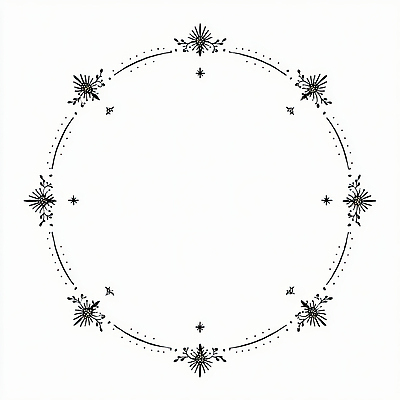 JPG 디자인 꽃 별 백그라운드 패턴 일러스트 흑백 그래픽 장식 디지털 깨끗함 원형 테두리 그림 기하학 단순화된 국내일러스트 AI일러스트 AI콘텐츠 자연요소 도형 식물 컨셉 무늬 촬영기법 파일형식