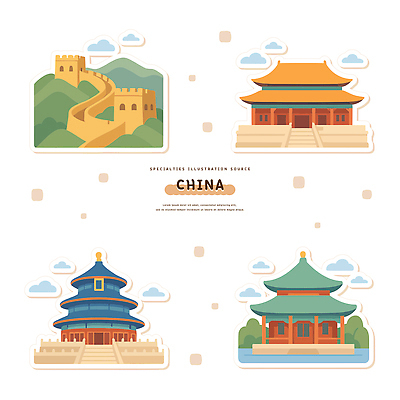 전통 예술 여행 일러스트 유적지 고대문명 풍경 관광지 조형물 중국 문화재 사원 역사 그림 만리장성 중국건축 뷰티풀 국내일러스트 AI파일 아시아 고건축 비즈니스 미술 동양건축 세계문화유산 성 파일형식 벡터